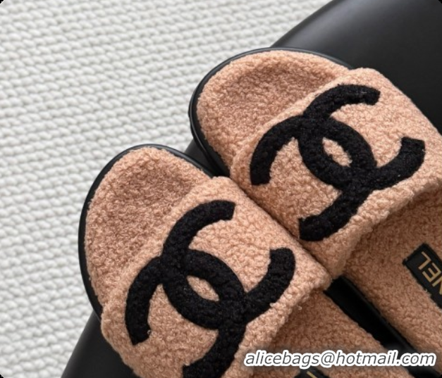 Top Quality Chanel Fluffy Slide Sandals CH091009 Light Brown 2026