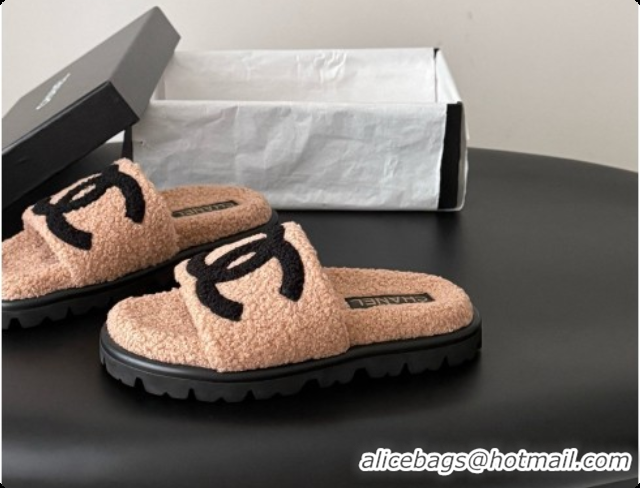 Top Quality Chanel Fluffy Slide Sandals CH091009 Light Brown 2026