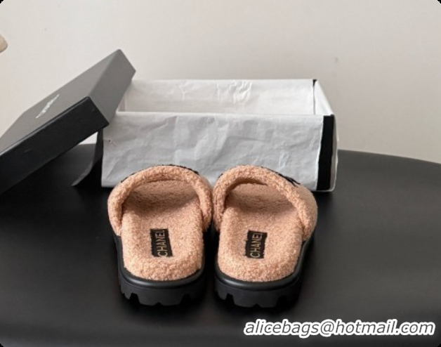 Top Quality Chanel Fluffy Slide Sandals CH091009 Light Brown 2026