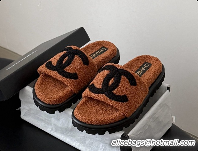 Shop Cheap Chanel Fluffy Slide Sandals CH091010 Dark Brown 2026