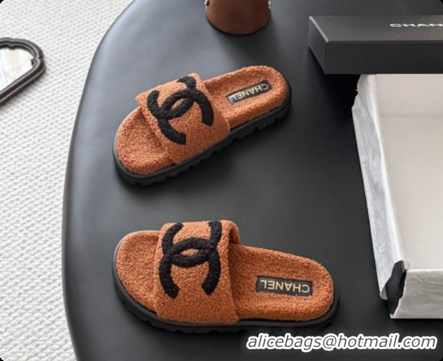 Shop Cheap Chanel Fluffy Slide Sandals CH091010 Dark Brown 2026