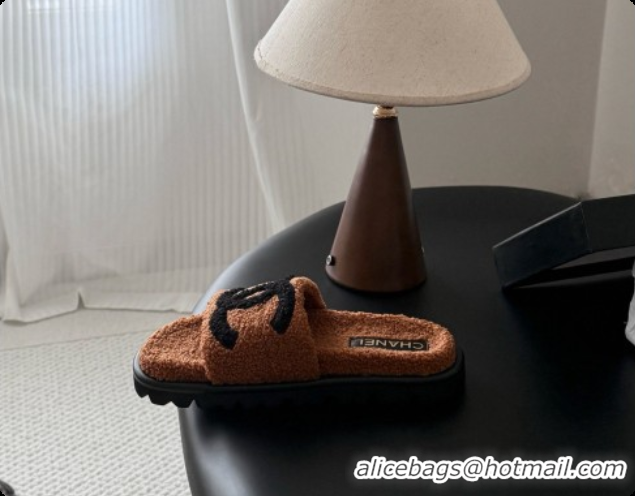 Shop Cheap Chanel Fluffy Slide Sandals CH091010 Dark Brown 2026