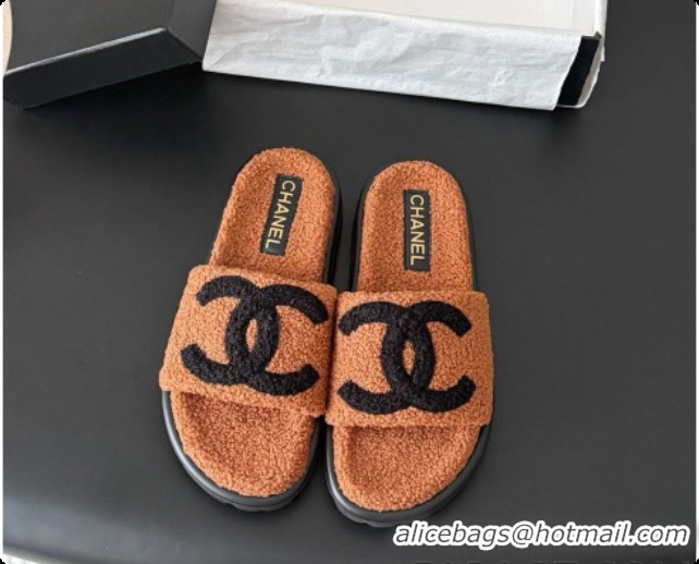 Shop Cheap Chanel Fluffy Slide Sandals CH091010 Dark Brown 2026