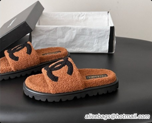 Shop Cheap Chanel Fluffy Slide Sandals CH091010 Dark Brown 2026