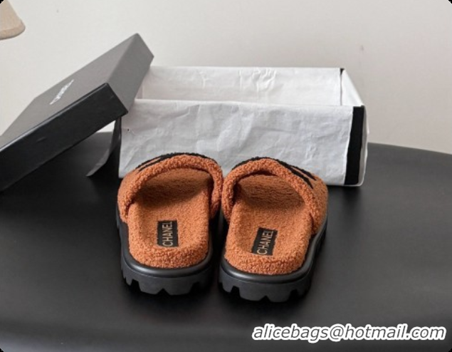 Shop Cheap Chanel Fluffy Slide Sandals CH091010 Dark Brown 2026