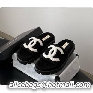 Sumptuous Chanel Fluffy Slide Sandals CH091011 Black 2026