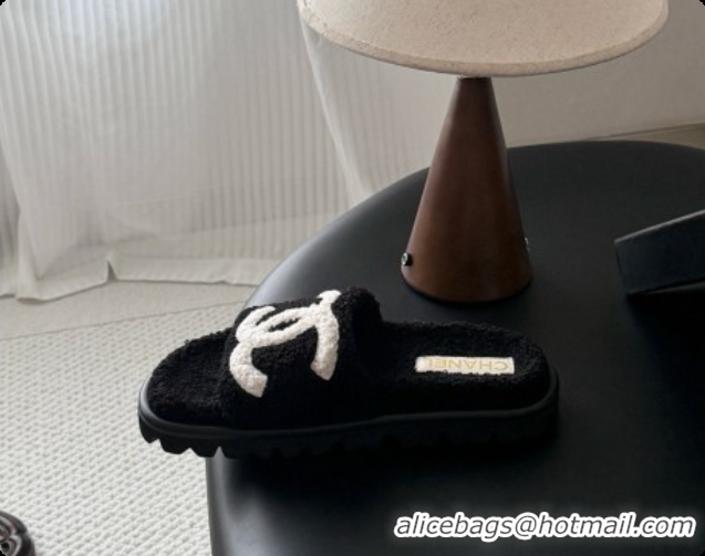 Sumptuous Chanel Fluffy Slide Sandals CH091011 Black 2026