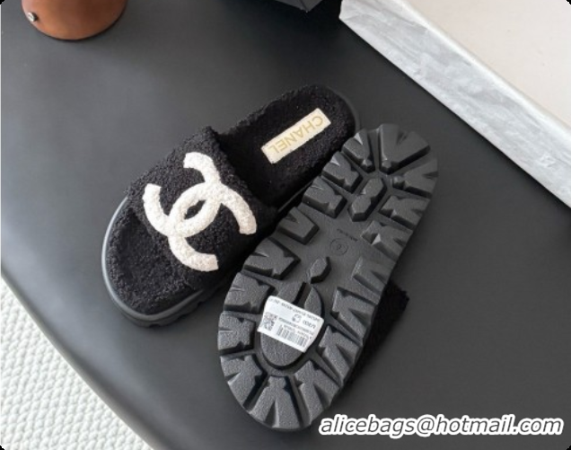 Sumptuous Chanel Fluffy Slide Sandals CH091011 Black 2026