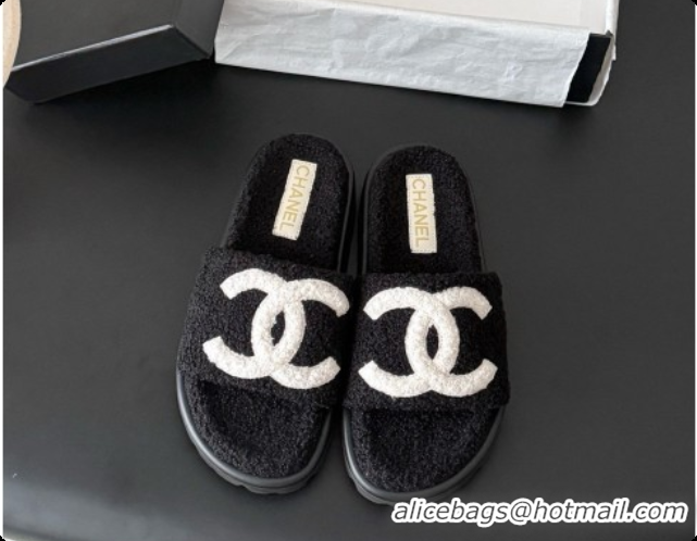 Sumptuous Chanel Fluffy Slide Sandals CH091011 Black 2026