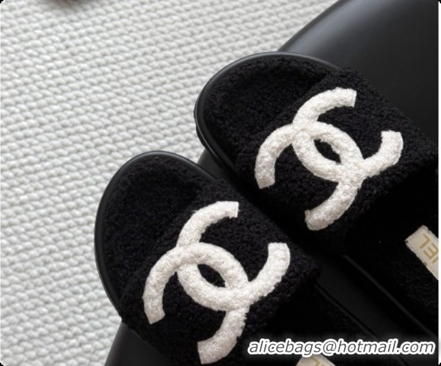 Sumptuous Chanel Fluffy Slide Sandals CH091011 Black 2026
