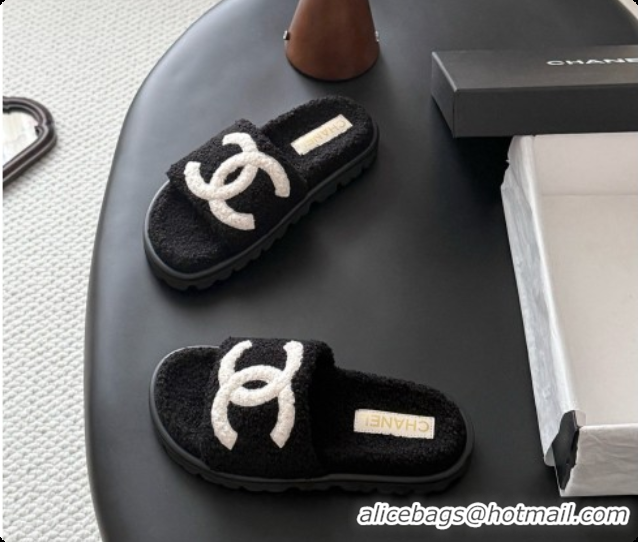 Sumptuous Chanel Fluffy Slide Sandals CH091011 Black 2026