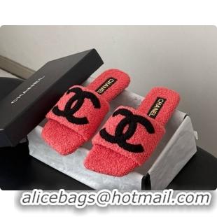 Popular Style Chanel Fluffy Flat Slide Sandals CH091014 watermelon red 2026 