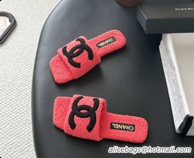 Popular Style Chanel Fluffy Flat Slide Sandals CH091014 watermelon red 2026 