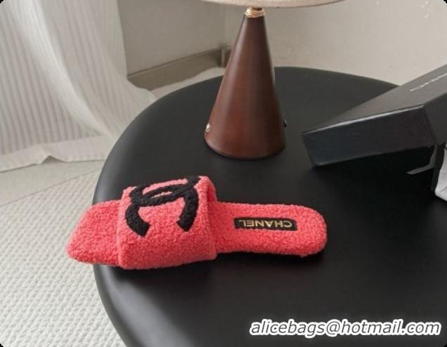 Popular Style Chanel Fluffy Flat Slide Sandals CH091014 watermelon red 2026 