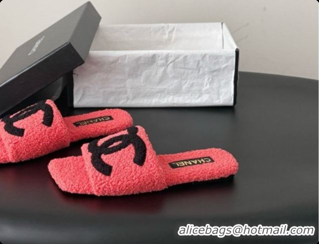 Popular Style Chanel Fluffy Flat Slide Sandals CH091014 watermelon red 2026 