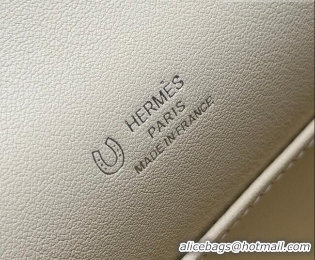 Best Grade Hermes Kelly Pochette Swift Bag 22cm in Cow Leather H0414 White/Grey 2026 (Half Handmade)