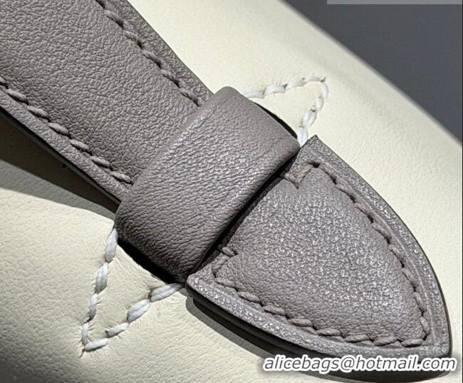 Best Grade Hermes Kelly Pochette Swift Bag 22cm in Cow Leather H0414 White/Grey 2026 (Half Handmade)
