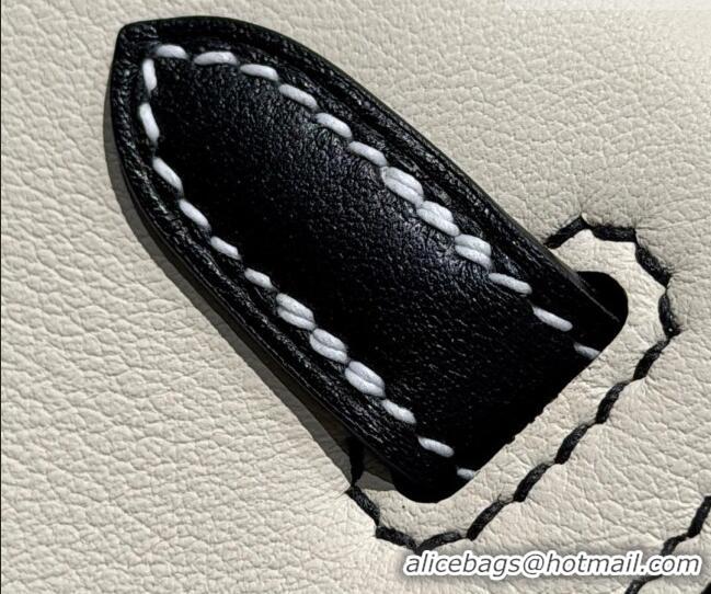 Top Design Hermes Kelly Pochette Swift Bag 22cm in Cow Leather H0414 White/Black2 2026 (Half Handmade)