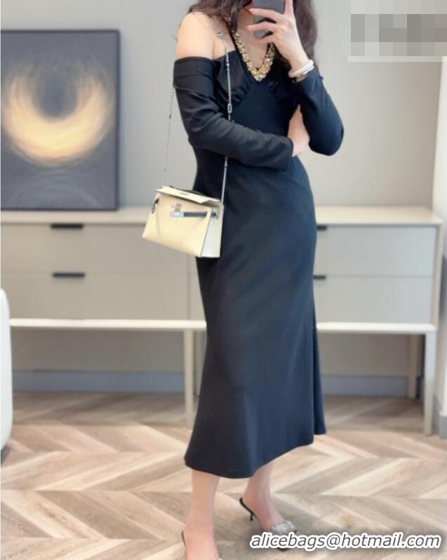 Top Design Hermes Kelly Pochette Swift Bag 22cm in Cow Leather H0414 White/Black2 2026 (Half Handmade)