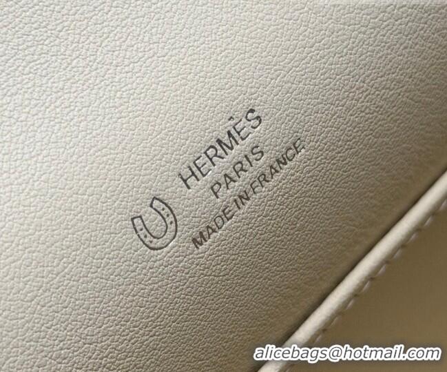 Top Design Hermes Kelly Pochette Swift Bag 22cm in Cow Leather H0414 White/Black2 2026 (Half Handmade)