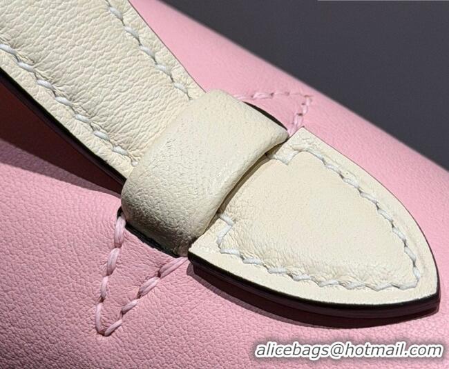 Good Looking Hermes Kelly Pochette Swift Bag 22cm in Cow Leather H0414 Pink/White 2026 (Half Handmade)