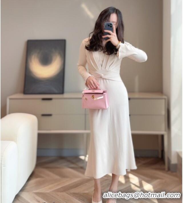 Good Looking Hermes Kelly Pochette Swift Bag 22cm in Cow Leather H0414 Pink/White 2026 (Half Handmade)