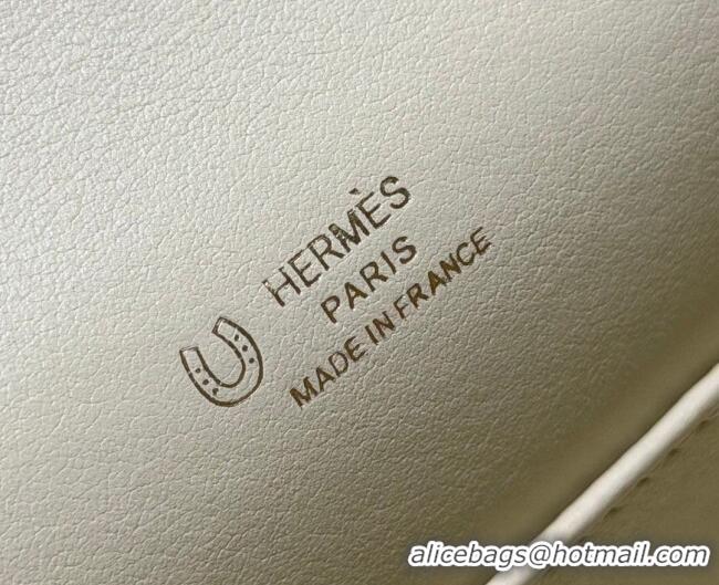 Spot Bulk Hermes Kelly Pochette Swift Bag 22cm in Cow Leather H0414 White/Beige 2026 (Half Handmade)
