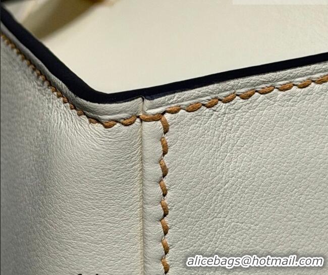 Spot Bulk Hermes Kelly Pochette Swift Bag 22cm in Cow Leather H0414 White/Beige 2026 (Half Handmade)