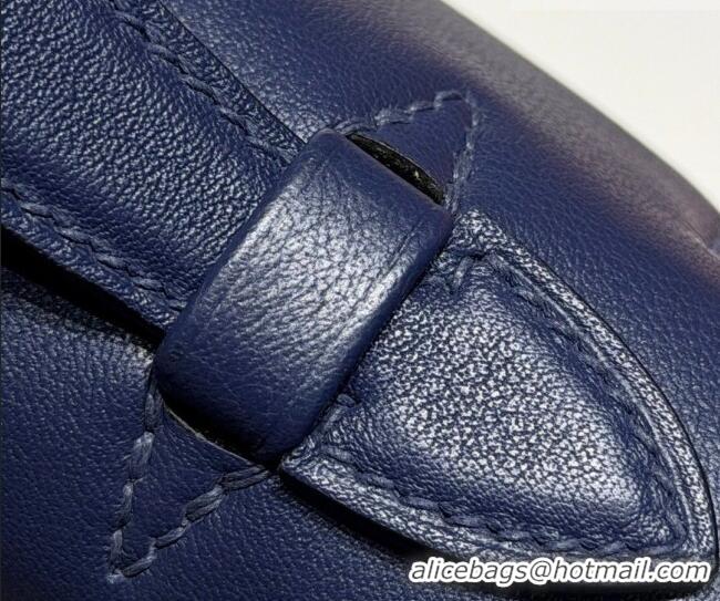 Famous Brand Hermes Kelly Pochette Swift Bag 22cm in Cow Leather H0414 Sapphire Blue 2026 (Half Handmade)