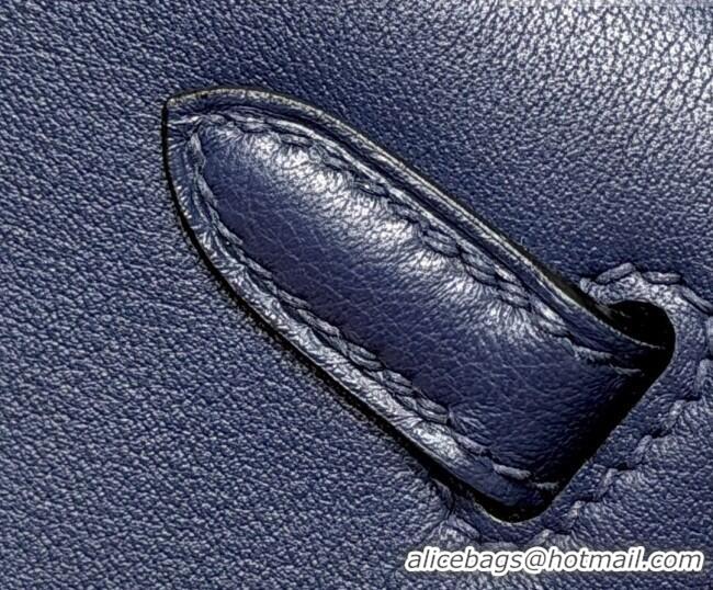 Famous Brand Hermes Kelly Pochette Swift Bag 22cm in Cow Leather H0414 Sapphire Blue 2026 (Half Handmade)