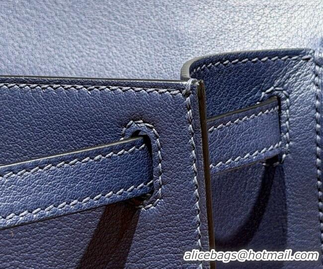 Famous Brand Hermes Kelly Pochette Swift Bag 22cm in Cow Leather H0414 Sapphire Blue 2026 (Half Handmade)