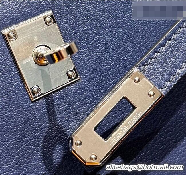 Famous Brand Hermes Kelly Pochette Swift Bag 22cm in Cow Leather H0414 Sapphire Blue 2026 (Half Handmade)