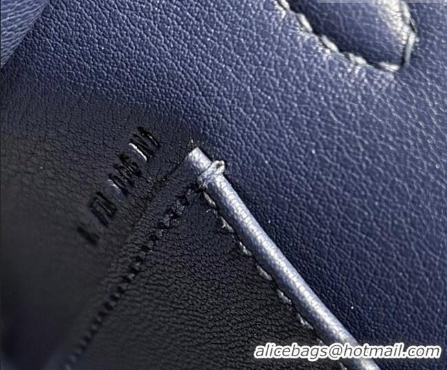 Famous Brand Hermes Kelly Pochette Swift Bag 22cm in Cow Leather H0414 Sapphire Blue 2026 (Half Handmade)