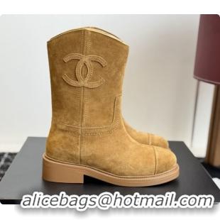 Luxury Chanel Short Boots in Suede Calfskin CH091020 Brown 2026