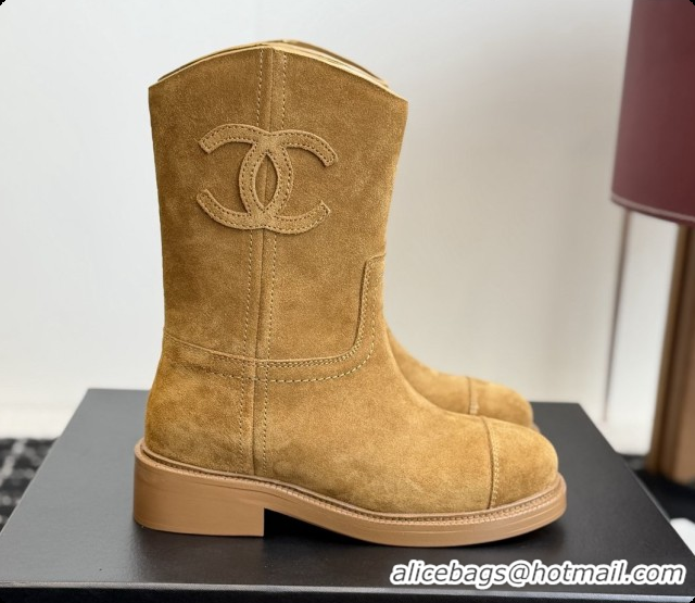Luxury Chanel Short Boots in Suede Calfskin CH091020 Brown 2026