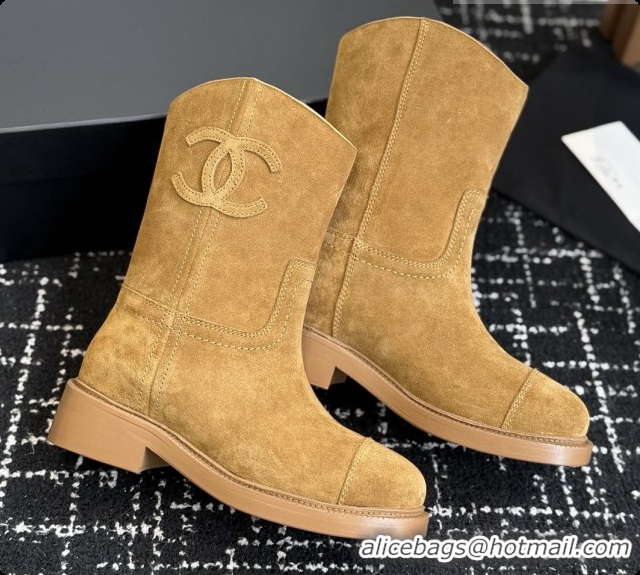 Luxury Chanel Short Boots in Suede Calfskin CH091020 Brown 2026