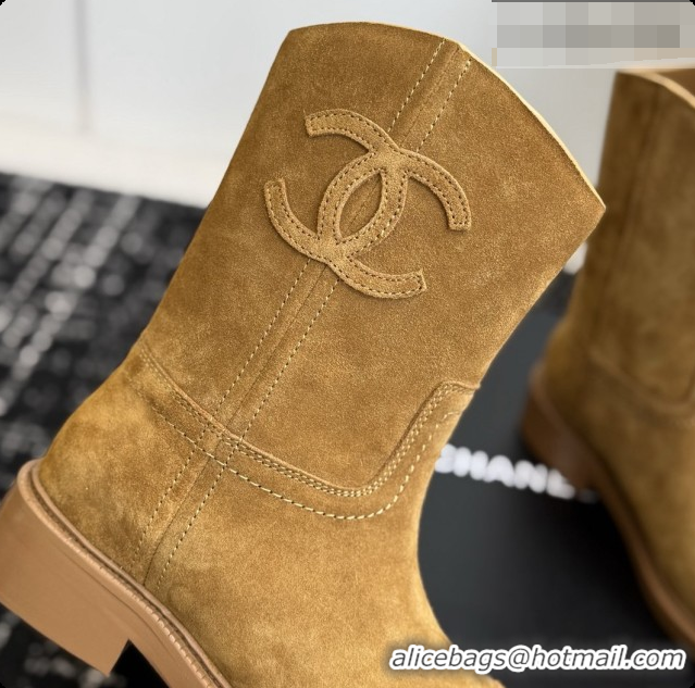 Luxury Chanel Short Boots in Suede Calfskin CH091020 Brown 2026