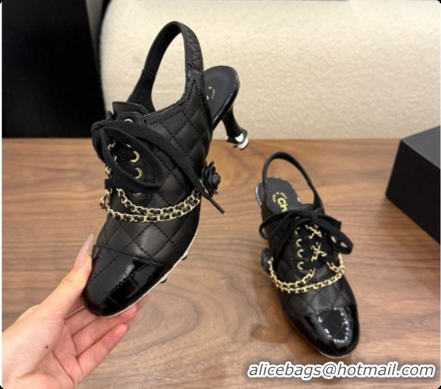 Cheap Design Chanel Slingbacks Pumps in Calfskin & Patent Leather CH091023 Black 2026