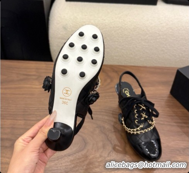 Cheap Design Chanel Slingbacks Pumps in Calfskin & Patent Leather CH091023 Black 2026