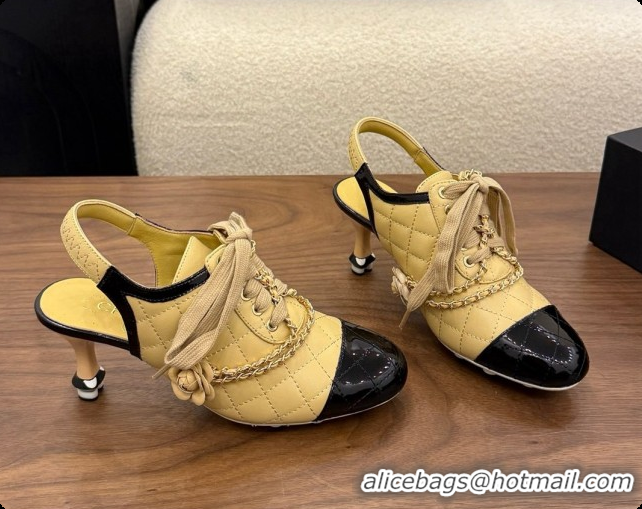 Good Product Chanel Slingbacks Pumps in Calfskin & Patent Leather CH091024 Beige 2026