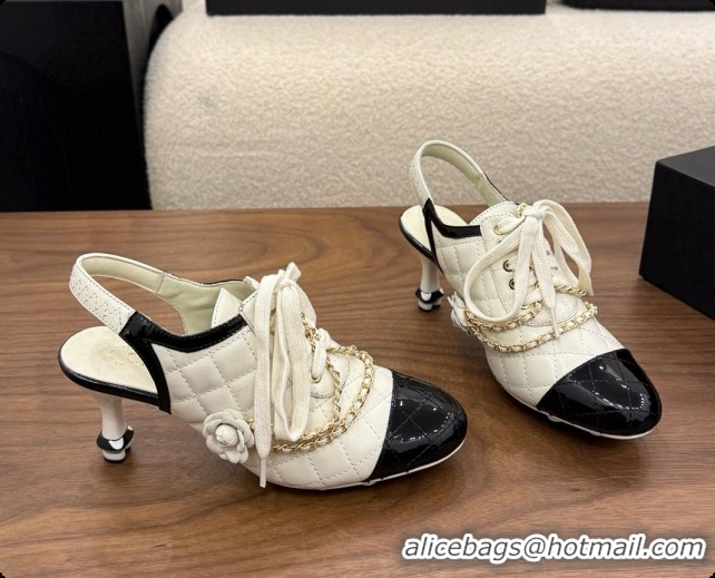 Buy Discount Chanel Slingbacks Pumps in Calfskin & Patent Leather CH091025 White 2026