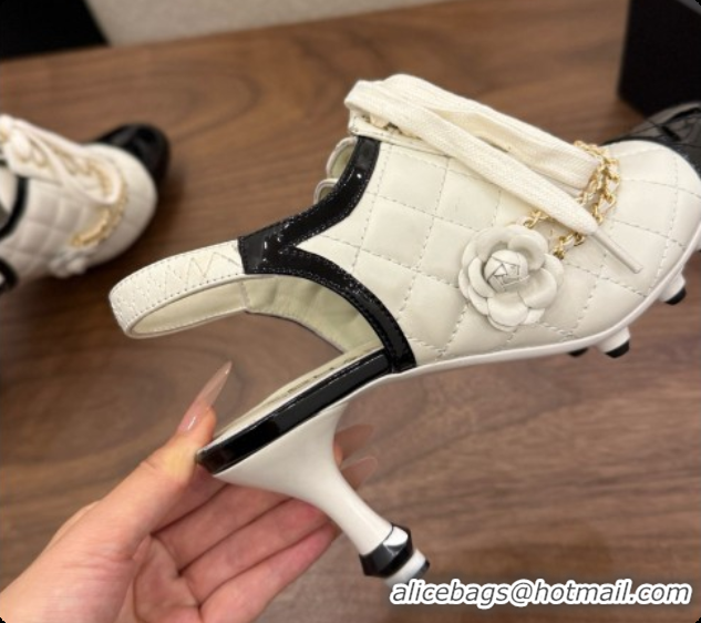 Buy Discount Chanel Slingbacks Pumps in Calfskin & Patent Leather CH091025 White 2026