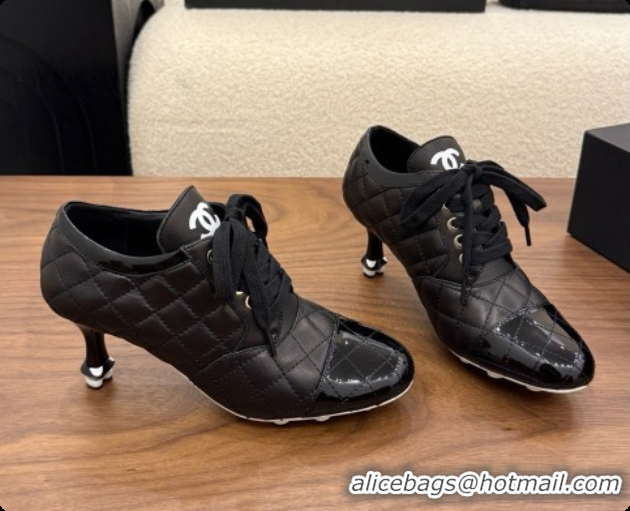 Low Price Chanel Lace-up Pumps in Calfskin & Patent Leather CH091026 Black 2026 