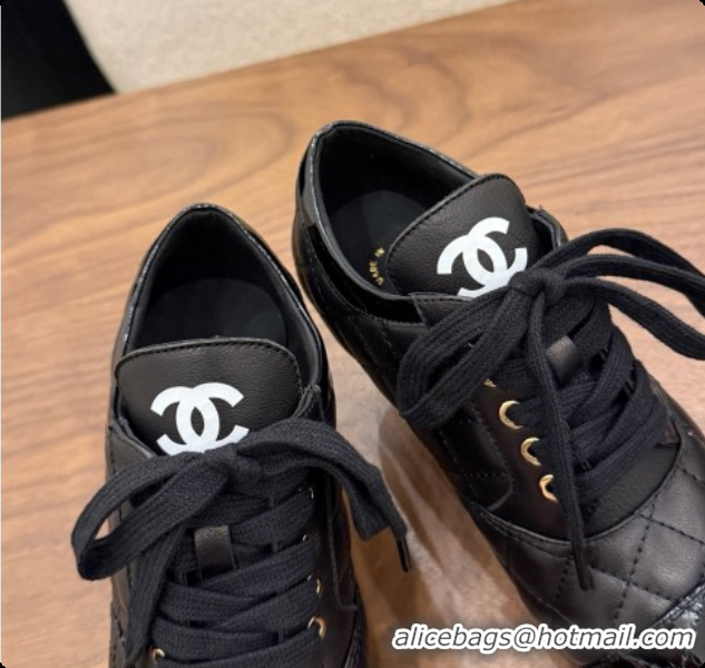 Low Price Chanel Lace-up Pumps in Calfskin & Patent Leather CH091026 Black 2026 