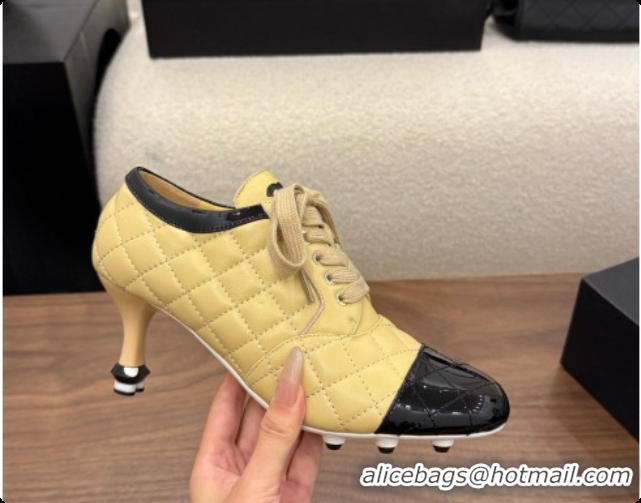 Duplicate Chanel Lace-up Pumps in Calfskin & Patent Leather CH091027 Beige 2026