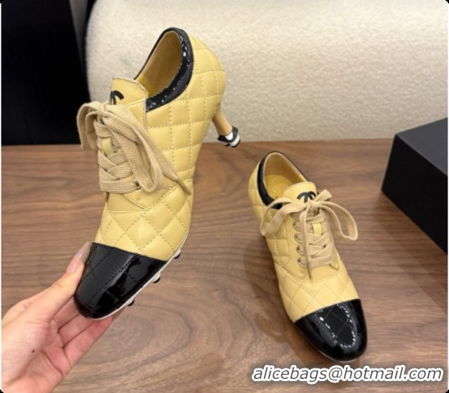 Duplicate Chanel Lace-up Pumps in Calfskin & Patent Leather CH091027 Beige 2026