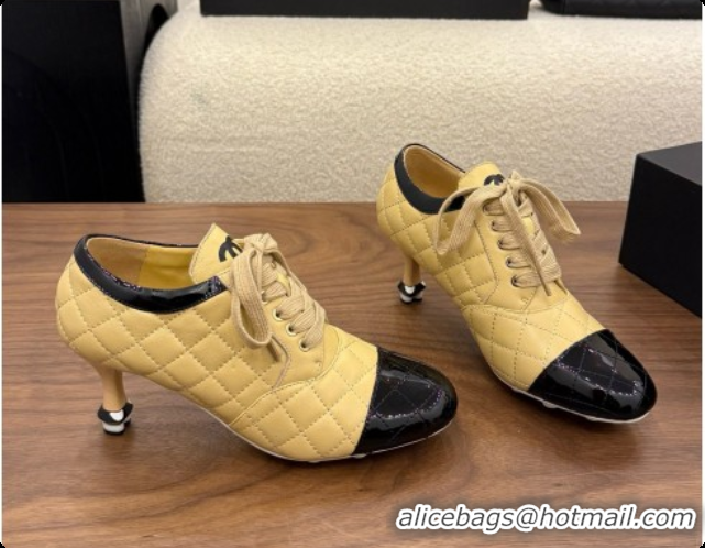 Duplicate Chanel Lace-up Pumps in Calfskin & Patent Leather CH091027 Beige 2026