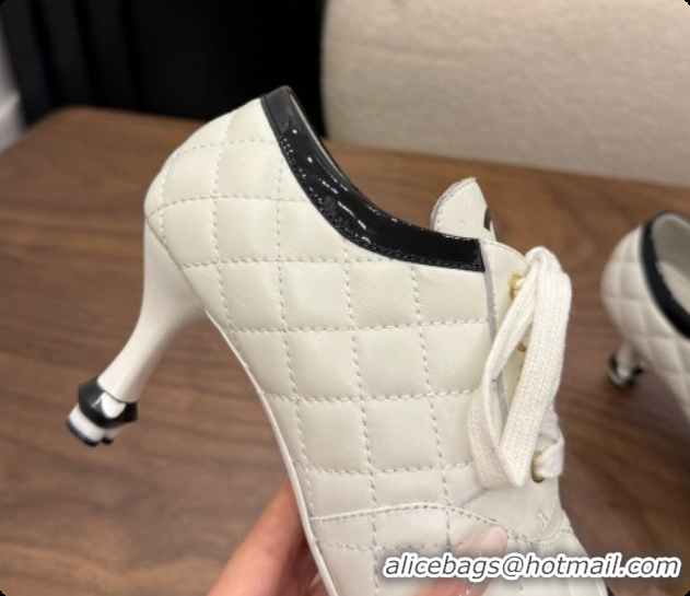 Duplicate Chanel Lace-up Pumps in Calfskin & Patent Leather CH091029 White 2026