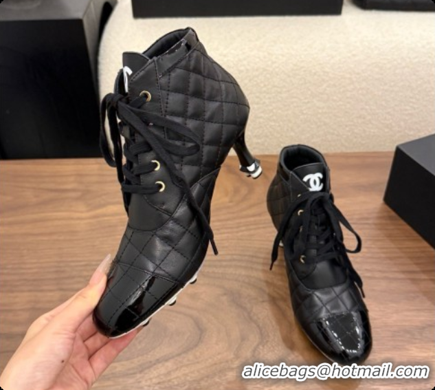 Low Cost Chanel Lace-up Boots in Calfskin & Patent Leather CH091028 Black 2026