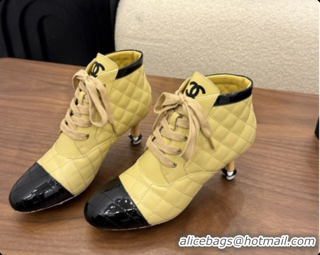 Top Design Chanel Lace-up Boots in Calfskin & Patent Leather CH091030 Beige 2026